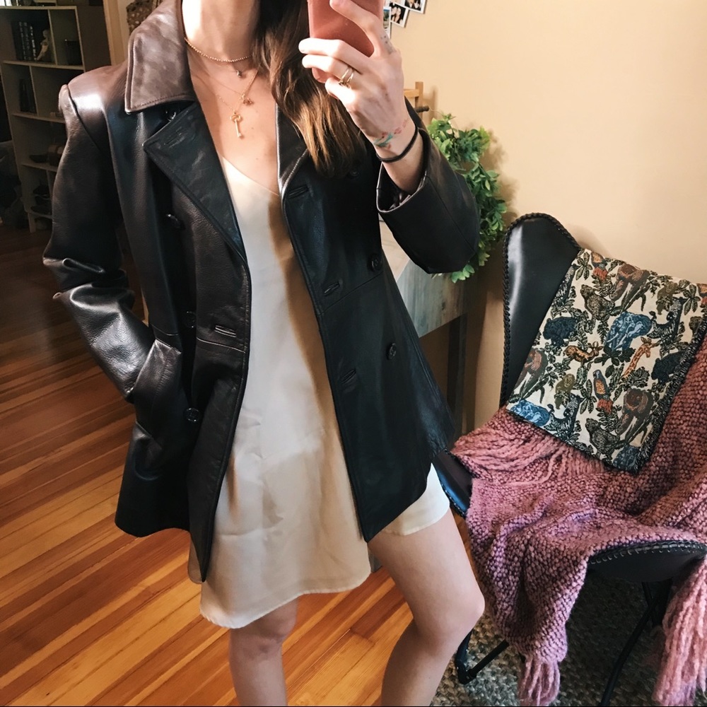 Banana Republic dark brown genuine leather trench
